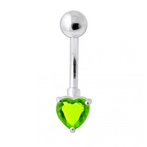 Šperky4U Stříbrný piercing do pupíku, světle zelený zirkon - BP01022-G