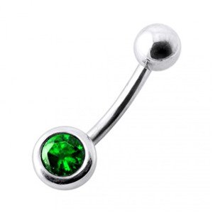 Šperky4U Stříbrný piercing do pupíku, tmavě zelený zirkon - BP01024-E