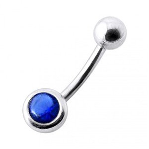 Šperky4U Stříbrný piercing do pupíku, modrý zirkon - BP01024-B