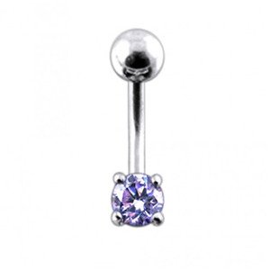 Šperky4U Stříbrný piercing do pupíku, světle fialový zirkon - BP01027-TZ