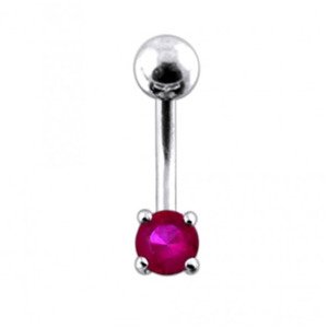 Šperky4U Stříbrný piercing do pupíku, tmavě růžový zirkon - BP01027-F