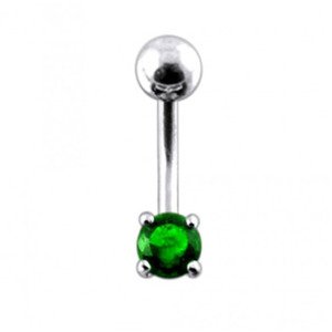 Šperky4U Stříbrný piercing do pupíku, tmavě zelený zirkon - BP01027-E