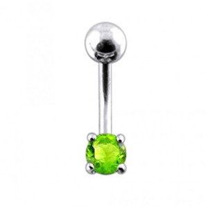 Šperky4U Stříbrný piercing do pupíku, světle zelený zirkon - BP01027-G