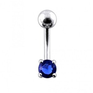 Šperky4U Stříbrný piercing do pupíku, modrý zirkon - BP01027-B