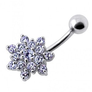 Šperky4U Stříbrný piercing do pupíku - kytička, světle fialové zirkony - BP01032-TZ