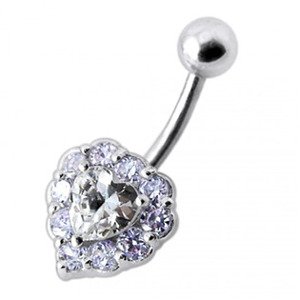 Šperky4U Stříbrný piercing do pupíku - srdce, světle fialové zirkony - BP01033-TZ