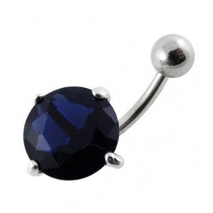Šperky4U Stříbrný piercing do pupíku, tmavě modrý zirkon 12 mm - BP01001-B