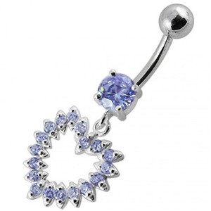 Šperky4U Stříbrný piercing do pupíku, světle fialové zirkony - BP01004-TZ