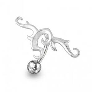 Šperky4U Stříbrný piercing do pupíku se štítem - BP01152
