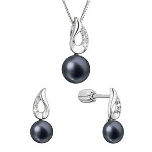 EVOLUTION GROUP CZ Stříbrná perlová souprava se zirkony a říční perlou - 29061.3